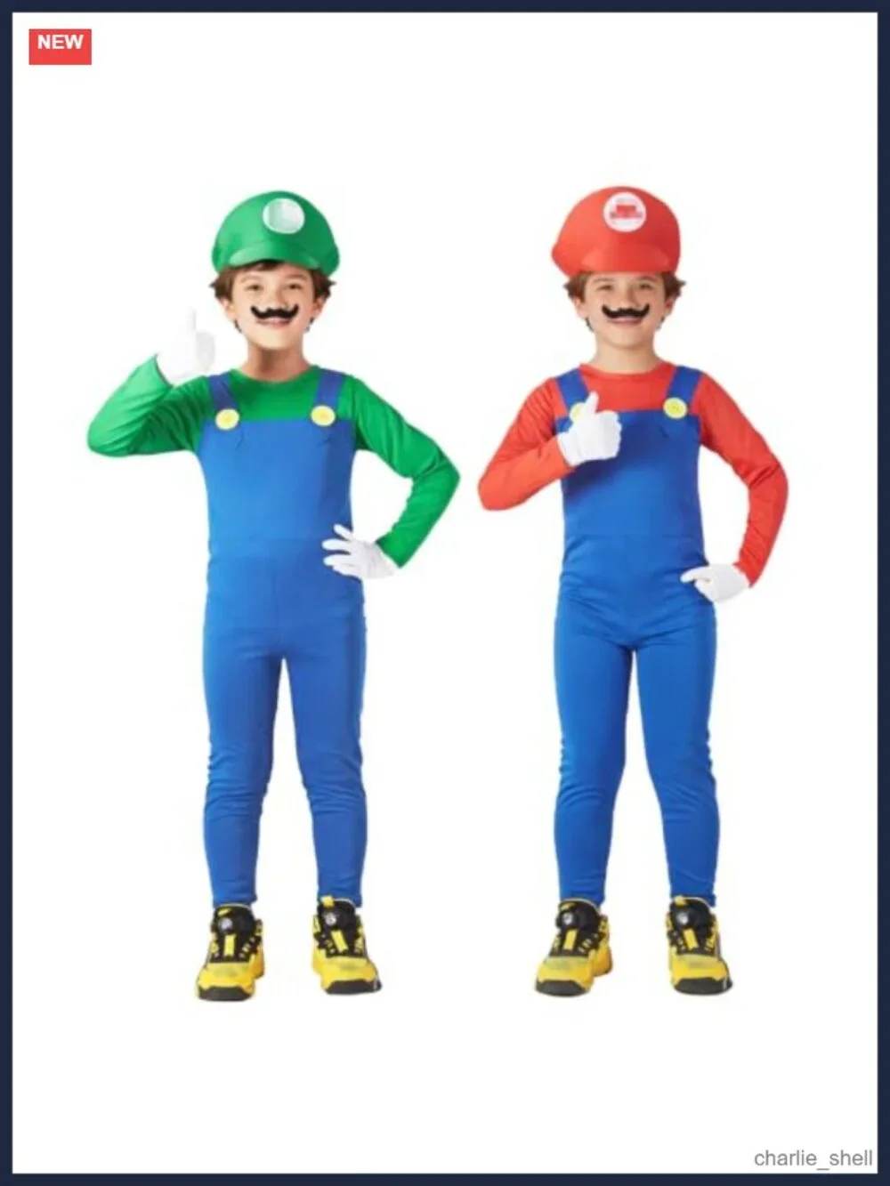 Kids Boys Halloween Cosplay Costume Jumpsuit with Gloves Hat Mustache